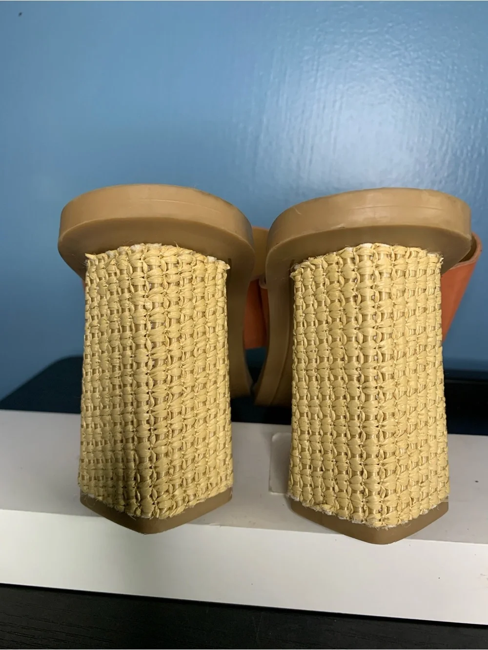 Dolce Vita Peach & Raffia Slide Sandal with Heel
